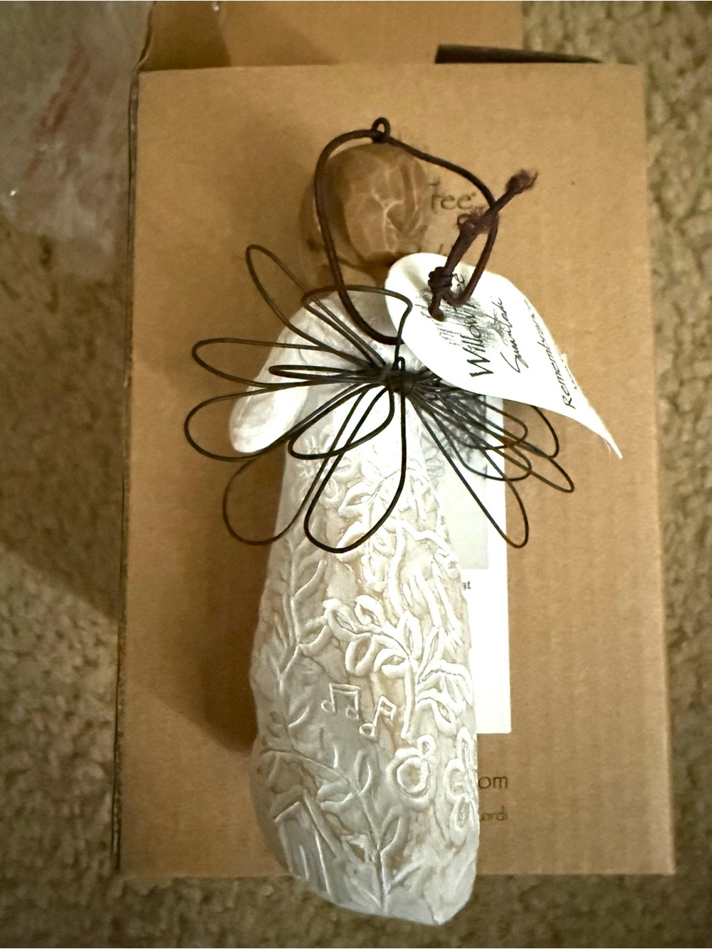 Willow Tree Cream Remembrance Angel Ornament with Bronze Wings - Picture 4 of 4